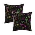 thumbnail image 1 of Housses de Coussin Décoratives en Velours Lot de 2, Housse de Coussin Carrée Douce avec Fermeture Éclair Invisible Impression Graffiti Colorée Amusante, 16"x16 Pouces, 1 of 6