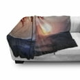 thumbnail image 3 of East Soft Flannel Fleece Throw Blanket, Majestic Himalayas Peaks Tops Silhouette of Sun Life Circle Culture Artwork, Cozy Plush for Indoor and Outdoor Use, 60" x 80", Blue Pink Red, by Ambesonne, 3 of 6