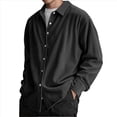 thumbnail image 2 of Camisa de para Hombre, de Larga, con Solapa y Botones, Informal, Antiarrugas, para Trabajo Negro S, 2 of 5
