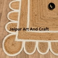 thumbnail image 6 of Jaipur Art And Craft Scalloped Boho Handwoven Jute Area Rug Brown, White Floor Carpet (3x10 Sq ft), 6 of 7