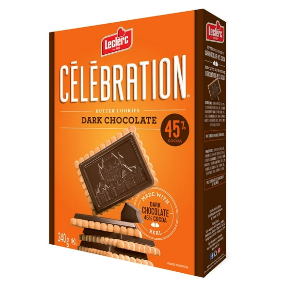 Celebration Dark Chocolate 45% Cocoa Butter Cookies, 240 g