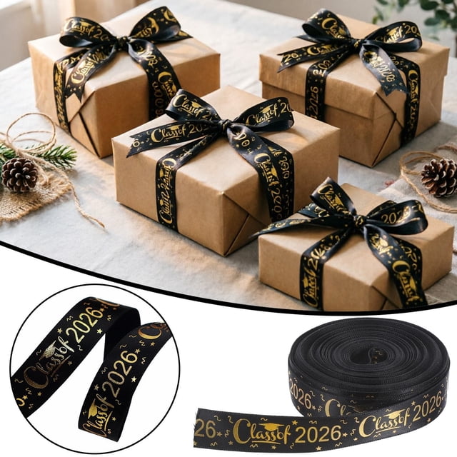 Graduation Ribbon for DIY Present Wrapping Decoration, Graduation Season Polyester Ribbon, Heat Transfer Printing Ribbon for DIY Crafts