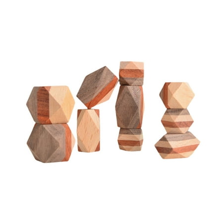 Lightweight Natural Wooden Balancing Blocks Colored Wooden Stones 