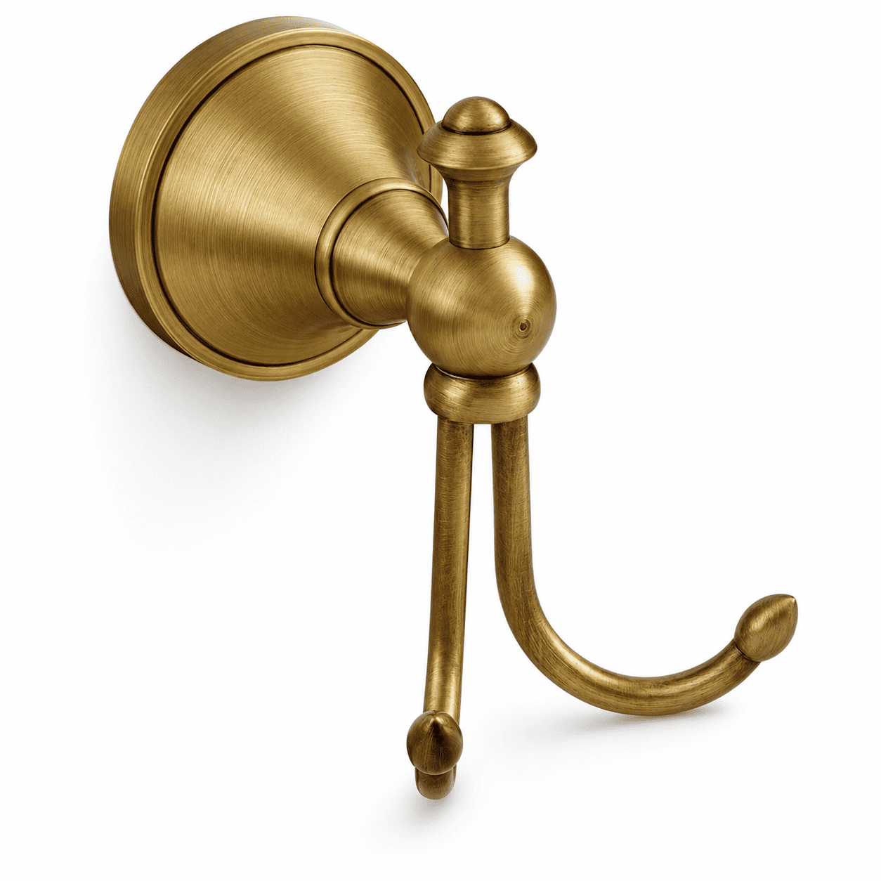 ABPETE Antique Brass Towel Hook Brass Bathroom Robe Hook Rustic Double Towel Hooks Bath Farmhouse Coat Clothes Hook Wall Mounted for Bathroom Kitchen Washroom