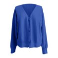 thumbnail image 4 of WTOBBY Women's Fashion Oversized Knit Cardigan Sweater with Buttons Long Sleeves Solid Color Jacket, Comfortable and Stylish Top for Layering in Cool Weather,Blue XL, 4 of 5