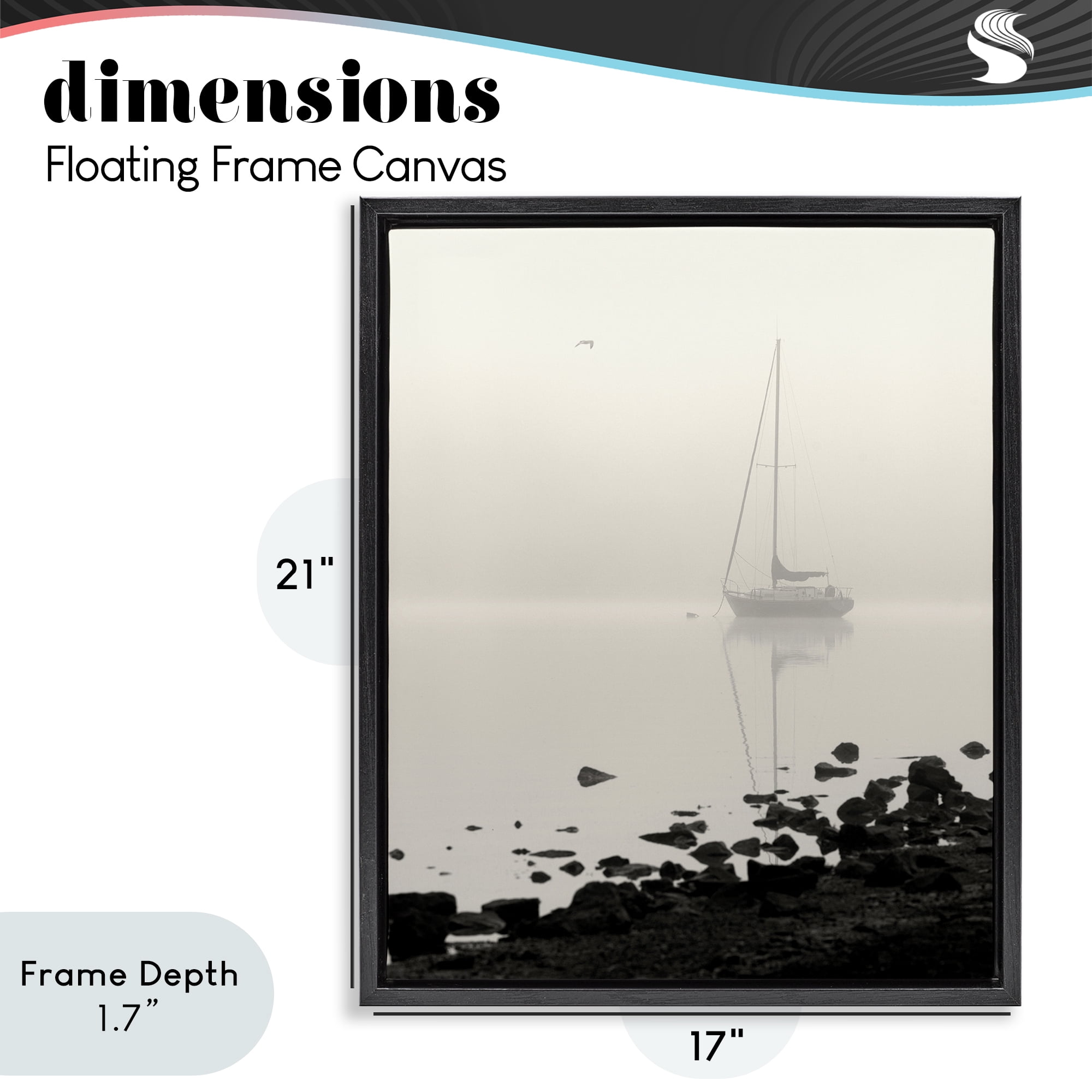 Stupell Industries Moored In Fog Black Framed Floater Canvas Wall Art, design by Nicholas Bell