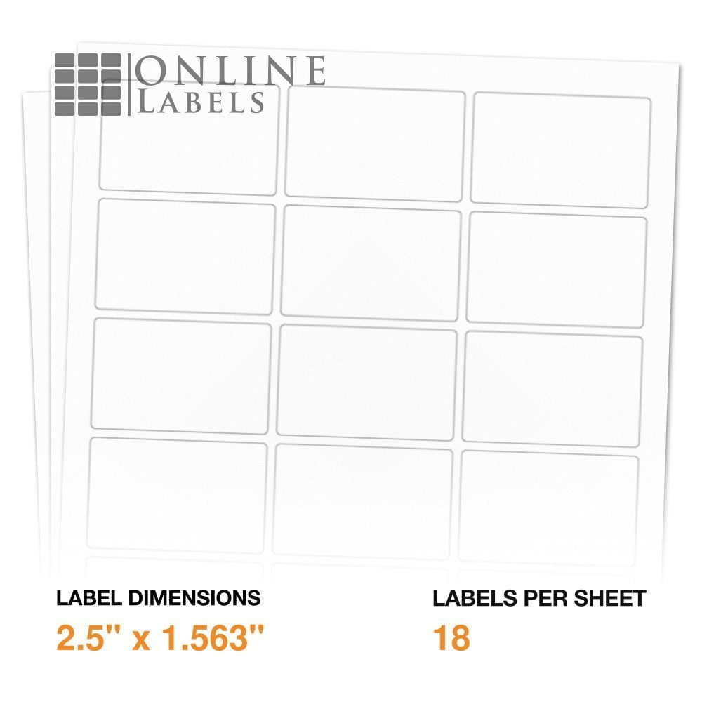 2.5 x 1.563 Rectangle Labels - Inkjet/Laser Printer - Online Labels (100 Sheet Pack)