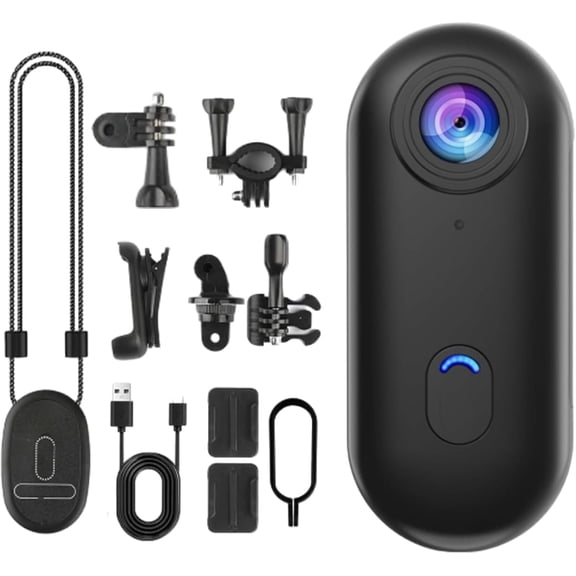 Hd Action Camera Waterproof Uhd Sports Thumb Action Cameras with Video Recording & Night Vision 360° Rotation for Cycling, Pet Walking and Outdoors Activities
