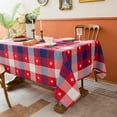 thumbnail image 3 of 4th of July Red Blue Checkered Rectangle Tablecloth - 60" X 84" Oblong Polyester Patriotic Gingham Plaid Star Table Cover Reusable Water Resistant Independence Day Table Decoration, 3 of 8