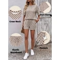thumbnail image 5 of DOKOTOO Womens 2 Piece Outfits Casual Plaid Short Sets Lounge Beach Travel Short Sleeve Round Neck Tops Match High Waisted Shorts Summer Outfits, 5 of 8
