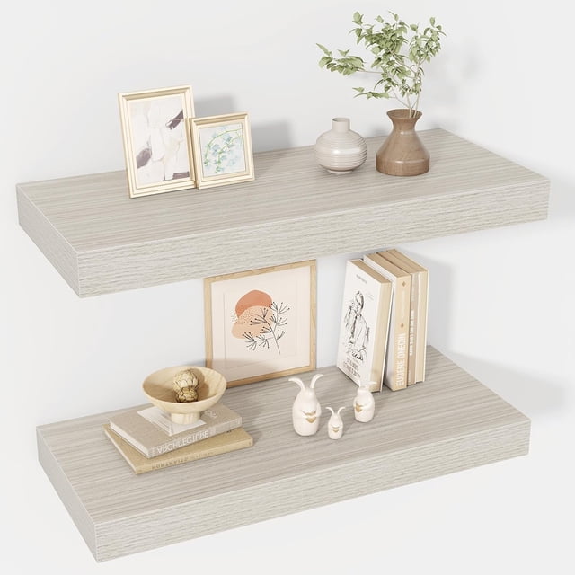Floating Shelves Deep Floating Shelf Wall Mounted Wall Shelves Rustic Deep Bookshelf Extra Deeper & Thicker Display Shelves for Bedroom Living Room Set of