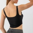 thumbnail image 4 of Women'S Square Neck Sleeveless Corset Denim Top Asymmetrical Hem High Elasticity Crop Tank Top Black S, 4 of 6