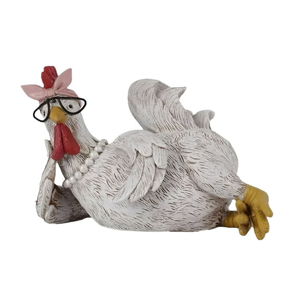 LAMIRO Rustic Rooster And Chicken Resin Statue Set Vintage Artificial Animal Resin Animal Sculptures Rural Western Themed Party Decorations Home
