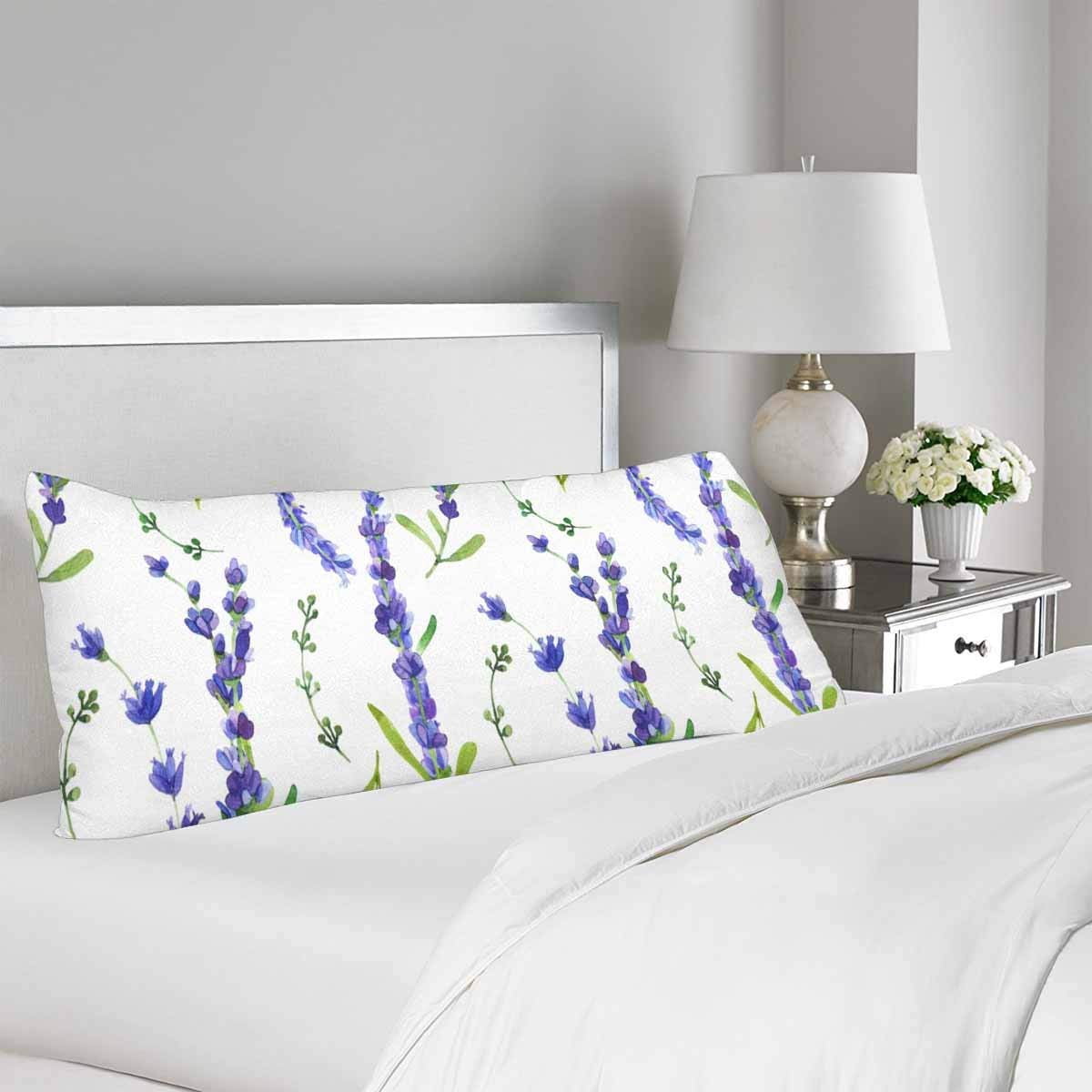 GCKG Floral Lavender Body Pillow Covers Pillowcase 20x60 inches