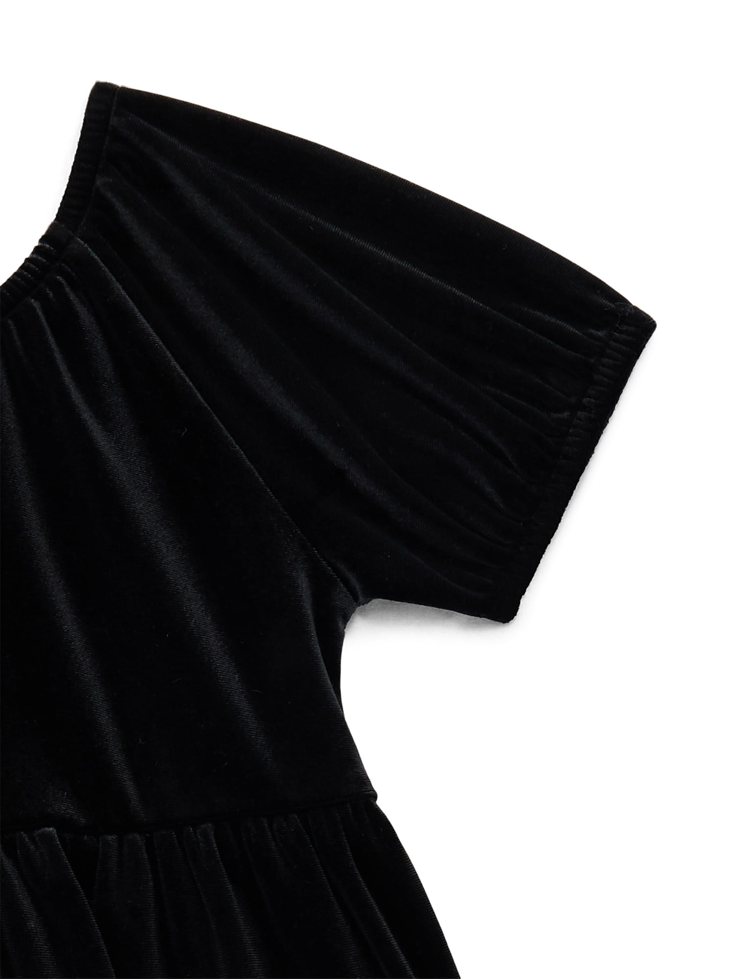 Wonder Nation Toddler Girls Tiered Velvet Dress with Puff Sleeves, Sizes 12M-5T