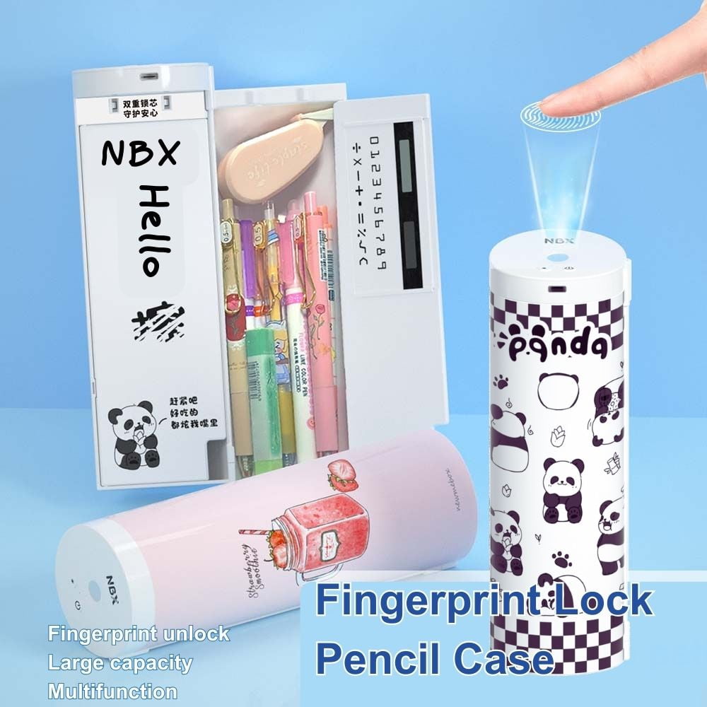 Nishore Pencil Case,Lock Pencil Stationery Box Mirror Student Pen With Cute Pen Twirltide