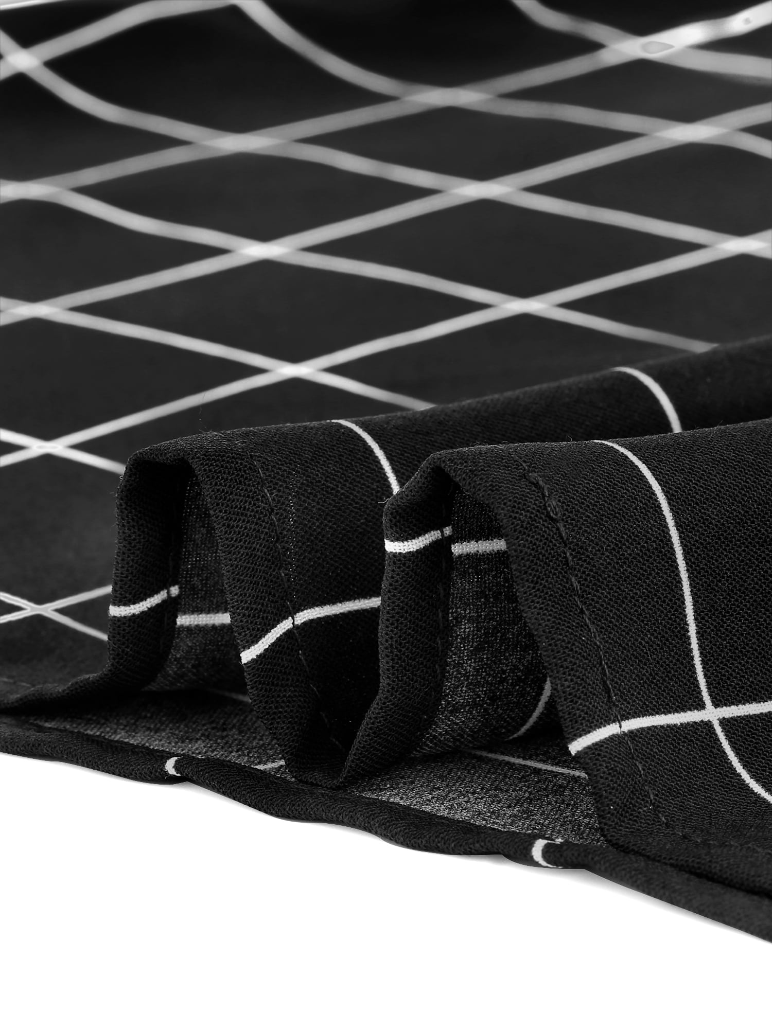 DARING DIVA Bow-Tie Neck Office Work Checks Shirt Top M Black