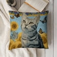 thumbnail image 5 of cat butterflies sunflowerlinen throw pillowcase decoration pillowcase gifting preferred 24x24 inch cushion cover 2 sets sofa pillowcase sofa bedroom living room car, 5 of 5