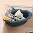 thumbnail image 3 of Vegetable Drainer Basket Plastic Sink Strainer Triangular Kitchen Fruit Basket Fruit Drainer Suction, Dark Blue, 3 of 7