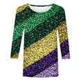 thumbnail image 4 of RKSTN Mardi Gras 3/4 Length Sleeve Womens Tops Oversized Crewneck Carnival Graphic Printed Three Quarter Sleeve T Shirt Women Casual Round Neck Funny Tuesday Carnival Party Loose Short Sleeve Shirt, 4 of 6