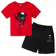 thumbnail image 3 of Conjunto de camiseta y pantalones cortos de manga corta para niño y niña, traje informal de moda para niño, 2 piezas, con estampado de baño Skibidi, 3 of 5
