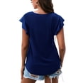 thumbnail image 2 of Blusa de manga corta con volantes, camiseta con mangas con volantes para mujer, camiseta con mangas con volantes para mujer, camiseta de color puro, eficiencia óptima, 2 of 3