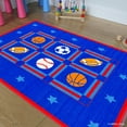 thumbnail image 1 of Allstar Kids / Baby Room Area Rug. Sports. Football. Basketball. Soccer and Baseball. Bright Blue Colors (3' 3" x 4' 10"), 1 of 4