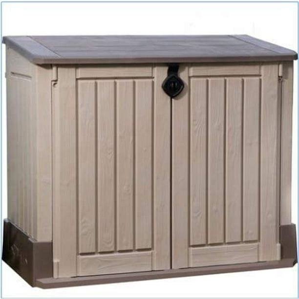 Plastic Outdoor Storage Shed 30 Cu Ft Color Beige Taupe Com Plastic Outdoor Storage Shed 30 Cu, Outdoor Storage Container