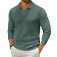 thumbnail image 2 of CharmCyan Men's Casual Collared Long-Sleeve Knit Base Layer Top Green M, 2 of 2
