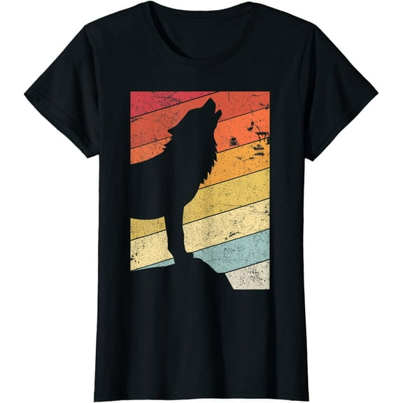 Women Tops Wolf Shirt Retro Style Short Sleeve T-Shirt