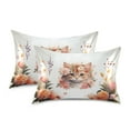 thumbnail image 2 of JSTEL Cat Kitten Rose Flower Satin Pillowcase Queen Size Pillow Cases Envelope Closure Bed Pillow Cover, 20 x 30 inch, 2 of 9