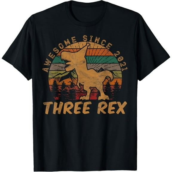 Three Rex 3rd Birthday Gift Third Dinosaur 3 Year Old Vintage Gifts T-shirt