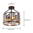 thumbnail image 2 of Round Cage Rustic Ceiling Lamp Fixture Farmhouse Wood Flush Mount Ceiling Light, 2 of 8