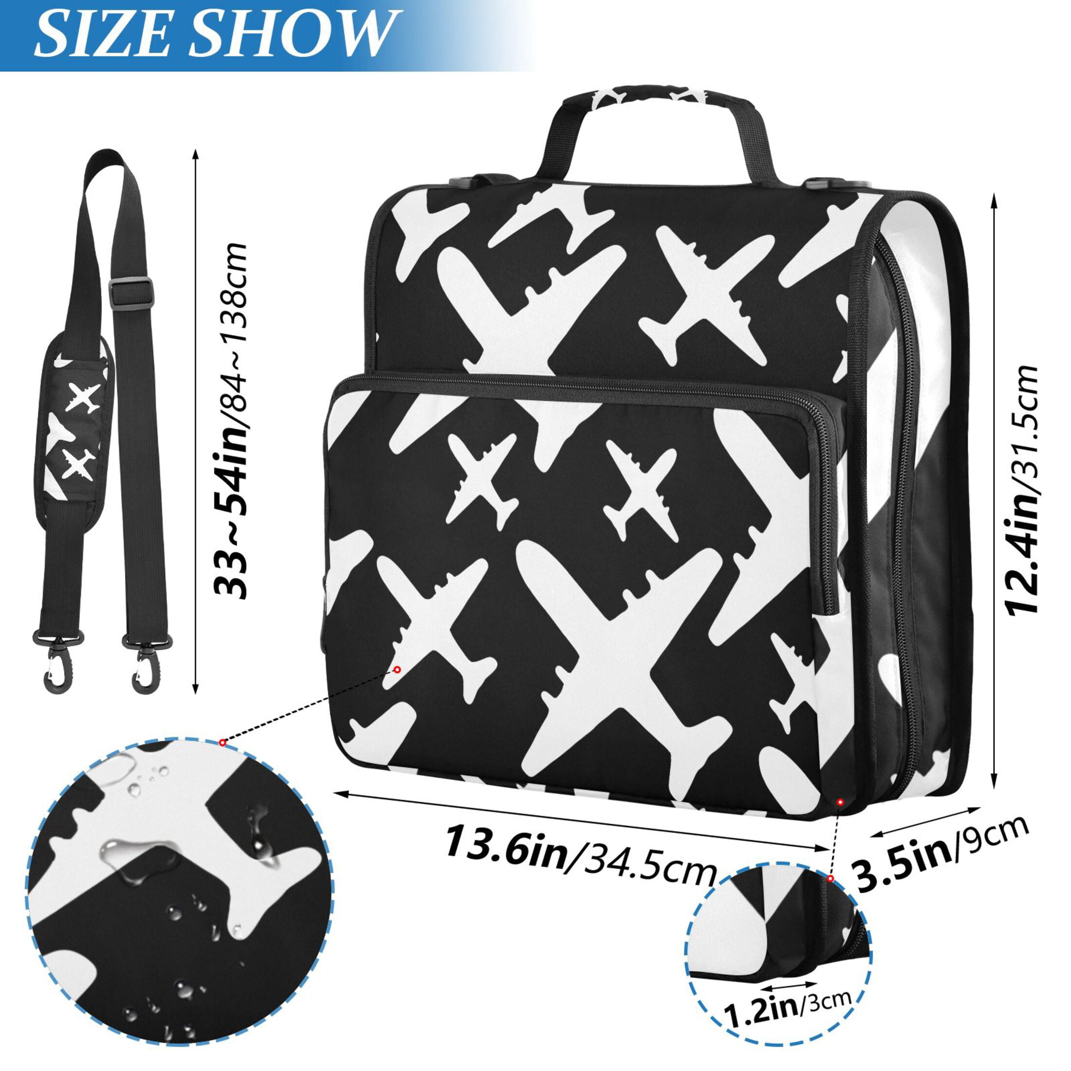 ALAZA Zipper Binder Cute Airplane Pattern 3 Ring Trapper Keeper File Folder Organizer Bag
