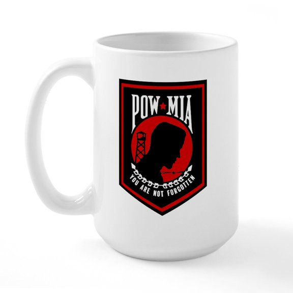 CafePress - POW MIA (Red) Large Mug - 15 oz Ceramic Large White Novelty Mug