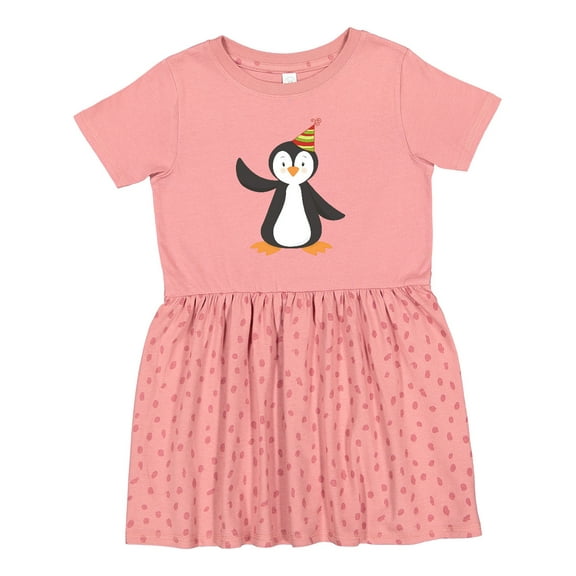 Inktastic Cute Penguin, Baby Penguin, Penguin with Party Hat Girls Toddler Dress