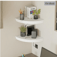 thumbnail image 2 of Corner Shelf Invisible Wall Mounted Shelves Radial Shape Cable Wire Hole Patt Perfect for Bedroom Bathroom Living Room Kitchen 17 Inch Set of 2 White, 2 of 4