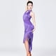 thumbnail image 5 of Vestido de baile latino con lentejuelas para mujer: flecos irregulares, traje de escenario, cintura elástica, 5 of 5