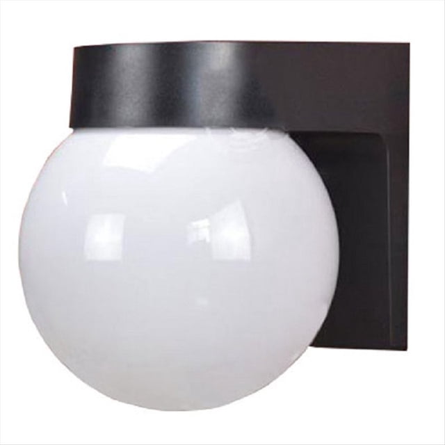 Lámpara de Pared LED para Porche Exterior, con Base de PC y Negra, Pantalla Acrílica Lechosa, E27, Bola, para Exteriores.