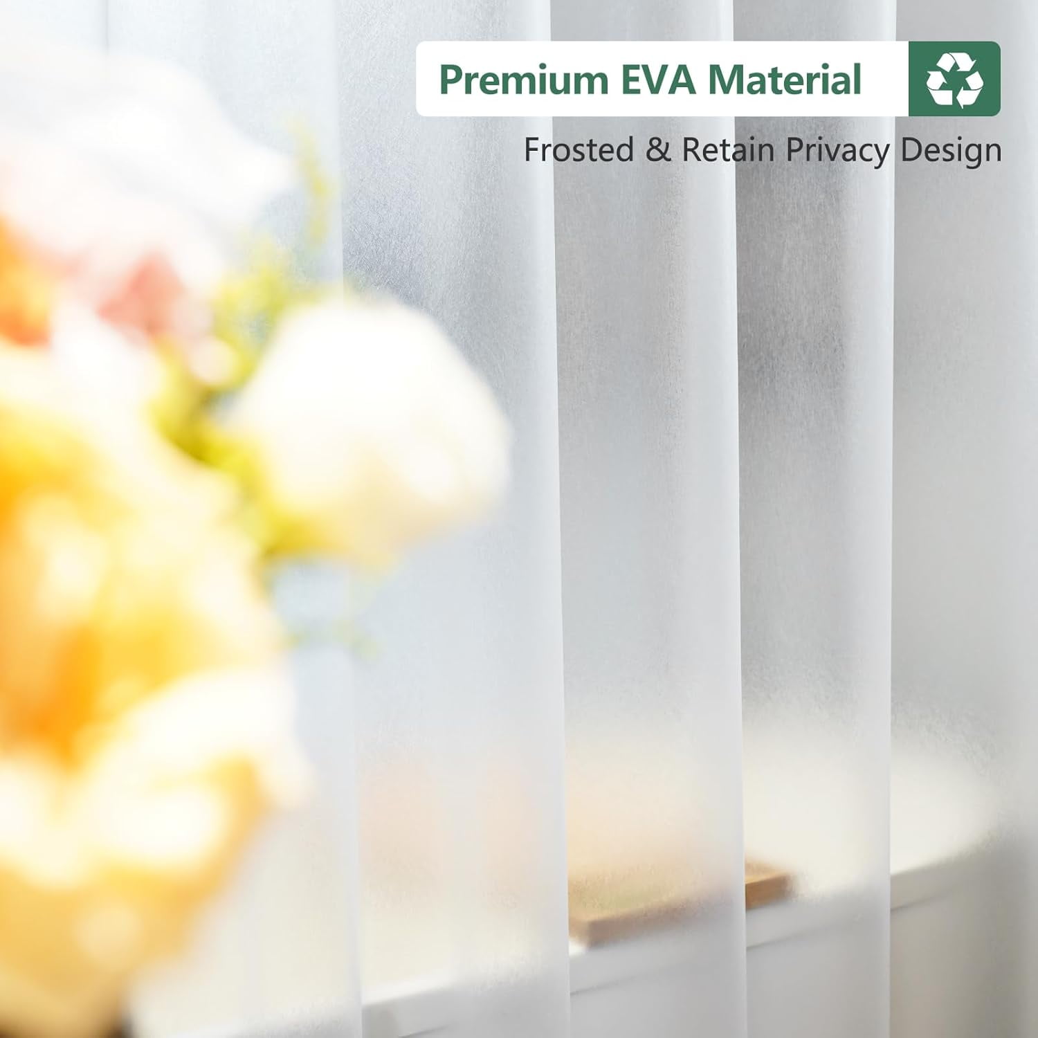 60 x 60 inch Small EVA Frosted Shower Curtain Liner, Bpa-Free Shower Curtain Short with 3 Extra-Large Magnets, Waterproof Vinyl Bathroom Window Curtain Translucent for Privacy