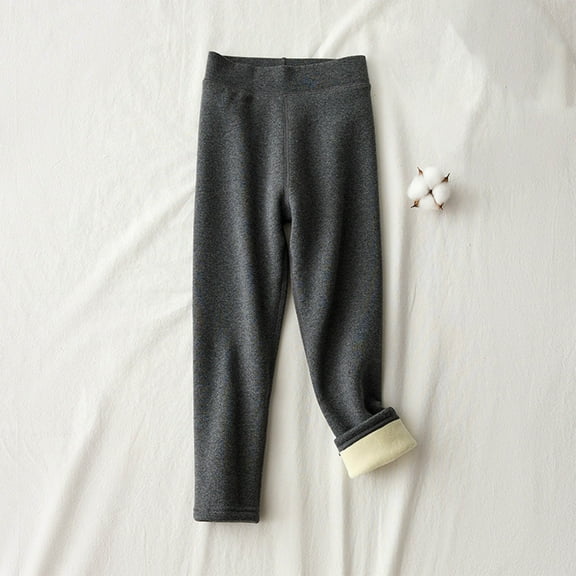 UQJfacai Girls Fleece Lined Leggings Elastic Waist Bottoms Pants Kids Cotton Soft Fall Winter Warm Strechy Athletic Yoga Pants 3-13 Years