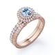 thumbnail image 4 of JeenMata Anillo Nupcial con Filigrana Art Déco de 1,75 Quilates de Aguamarina y Moissanita de Talla Brillante Redonda con Halo Pavé Engastado en Oro Rosa de 18 K sobre Plata, 4 of 6