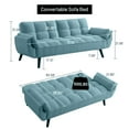 thumbnail image 2 of Aukfa 75" Flared Arm Futon Convertible Sofa Bed, Curved Sleeper Sofa for Home Office, Blue, 2 of 11