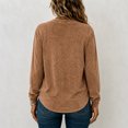 thumbnail image 7 of Dwellite Women Henley Long Sleeve Fall Sweaters Lightweight Business Casual Work Button Pullover Sweater Tops Soft 2026 Spring Winter Coffee 2XL, 7 of 7