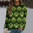 thumbnail image 4 of ASFGIMUJ Women Holiday All Print Round Neck Long Sleeve Four Leaf Hoodless Hoodies Sweatshirt Tops,Size XL, 4 of 5