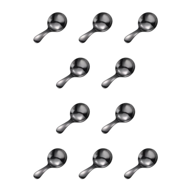 Advancent Cucharadita Mini Borde Mango Corto Lavable Reutilizable Azúcar En Polvo Café Té Pastel Pudín Cuchara Cubiertos Negro Negro 10Conjunto