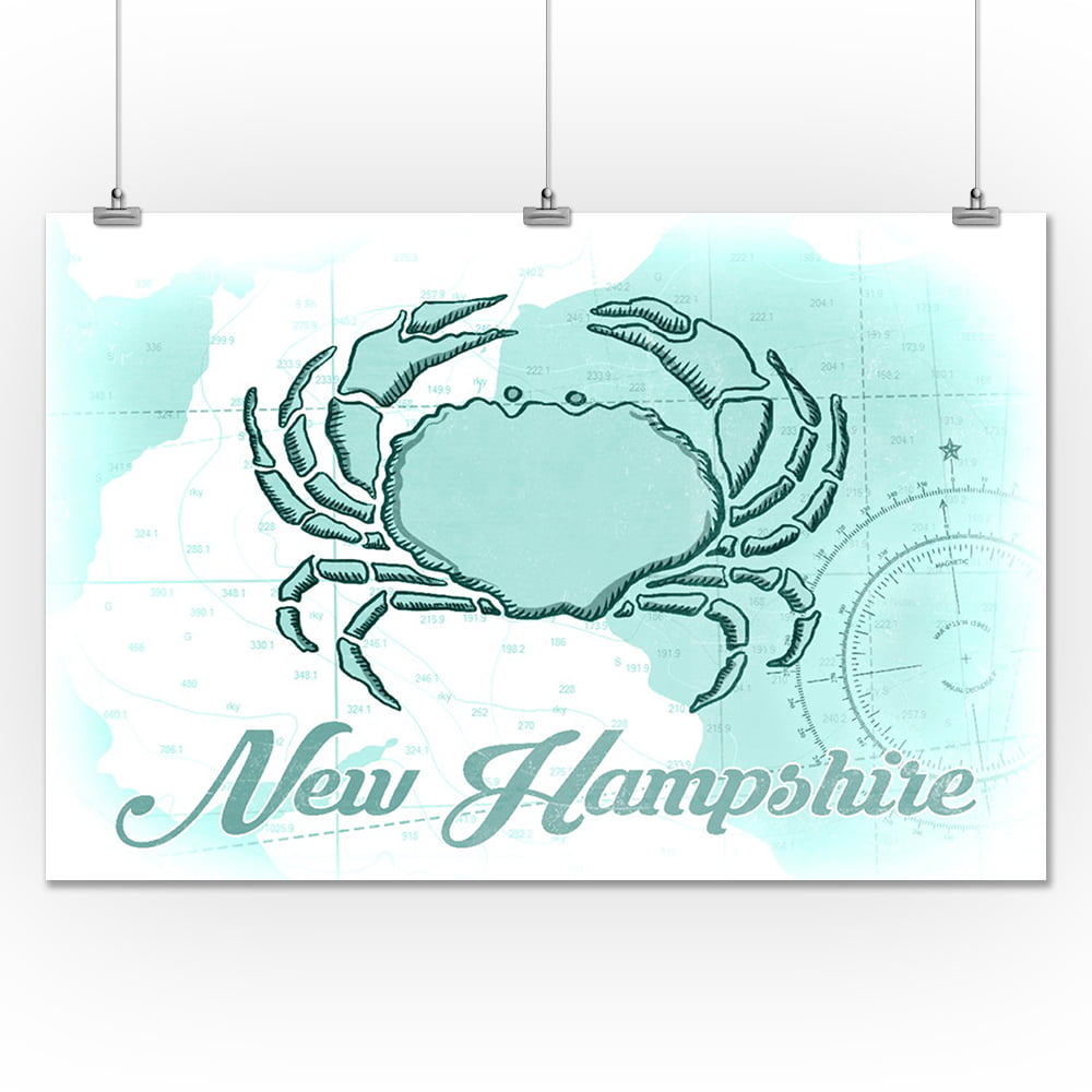 New Hampshire Whale Coastal Icon 24x36 Giclee Gallery Print, Wall Decor Travel Poster Teal