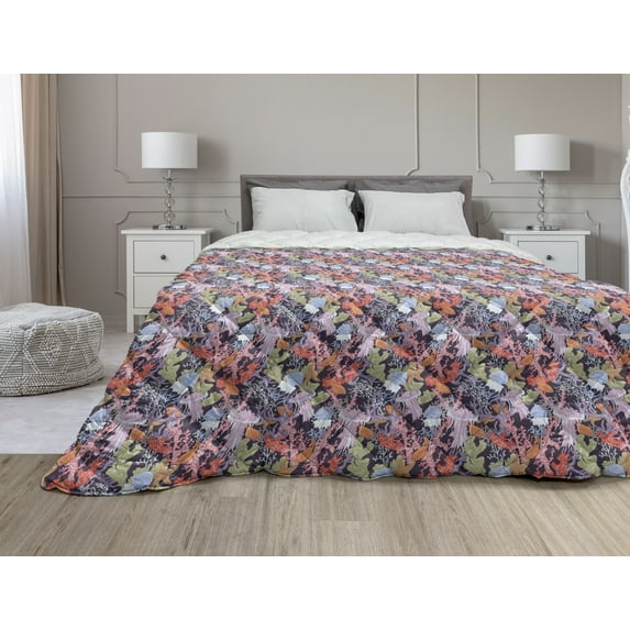 Jellyfish Down Alternative Comforter, Marine Themed Monochrome Ocean Creatures Nautical Inspired Scene, Microfiber Quilt for All Season, 5 Sizes, Petrol Blue Cadet Blue, by Ambesonne