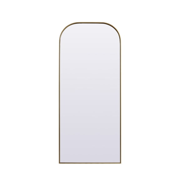 Metal Frame Arch Full Length Mirror 32x76 Inch in Brass