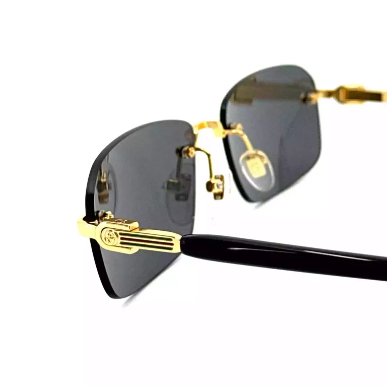 Gucci GG 1221S 001 Square Rimless Sunglasses Gold with Black Grey